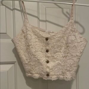 Lush Lace Button-Up Camisole - Cream